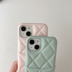 Leather CC Case With Crad Holder For iPhone Pink -PZB240603