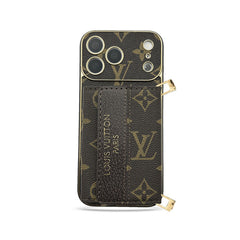 Refined Leather Monogram iPhone Case With Wallet And Crossbody Strap For iPhone 17 Series-GELV146