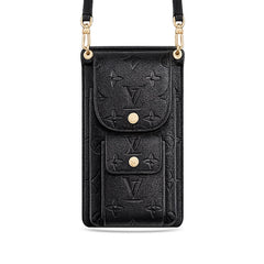 Premium  Leather Monogram Crossbody Phone Bag-GELV184