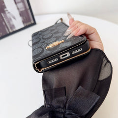 Classic Leather CH iPhone Case With Fold Wallet And Strap-LBPL005