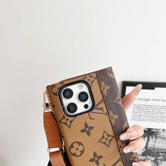 Luxury Flip Monogram iPhone Case With Wallet And Strap-CLK250801
