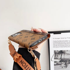 Luxury Flip Monogram iPhone Case With Wallet And Strap-CLK250801