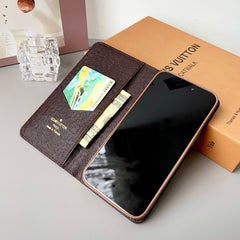 Folio Leather Monogram iPhone Case With Card Holder and Coin Pocket-PTK241608