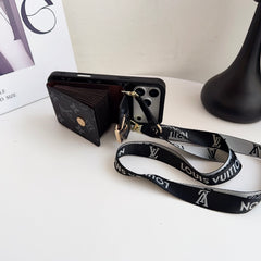 Classic Leather Monogram iPhone Case With Card Holder And Strap -DFK251126