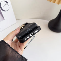 Classic Leather Monogram iPhone Case With Card Holder And Strap -DFK251126