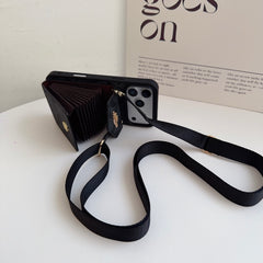 Leather CH iPhone Case With Card Holder And Strap-DKP251105
