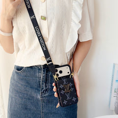 Classic Leather Monogram iPhone Case With Card Holder And Strap -DFK251126