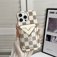 Leather Monogram iPhone Case With Card Holder White-VXK251525