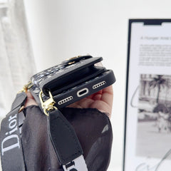 Classic Leather CD iPhone Case With Wallet And Crossbody Strap-ZYK251405