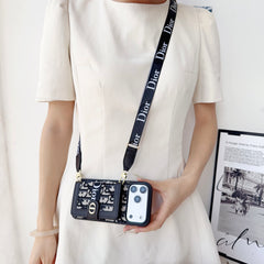 Classic Leather CD iPhone Case With Wallet And Crossbody Strap-ZYK251405