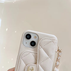 CC iPhone Case With Card Holder And Strap White -SLK240104