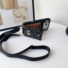 Leather CH iPhone Case With Wallet And Strap-LBK251420