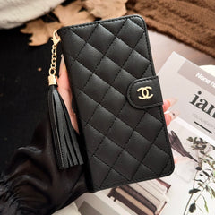 Leather CC iPhone Case With Flip Wallet Black For iPhone 17 Series-GECC010