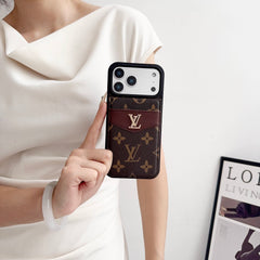 Luxury Leather Monogram iPhone Case With Card Holder -SXK251315