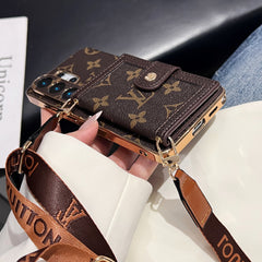 Luxury Leather Monogram Samsung Galaxy S Series Case With Wallet And Crossbody Strap-GELV170
