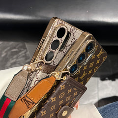 Leather  GG Samsung Galaxy S Series Case With Wallet And Crossbody Strap-GEGG169