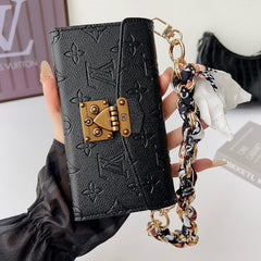 Luxury  Leather Monogram iPhone Case With Flip Wallet-GELV204