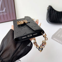 Luxury  Leather Monogram iPhone Case With Flip Wallet-GELV204