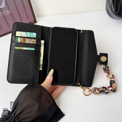 Luxury  Leather Monogram iPhone Case With Flip Wallet-GELV204